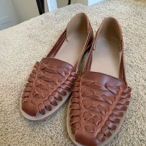 Brown Leather Women's Huarache Loafers